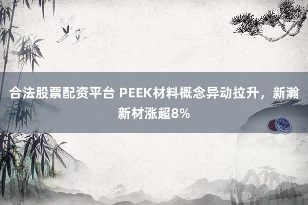 合法股票配资平台 PEEK材料概念异动拉升，新瀚新材涨超8%