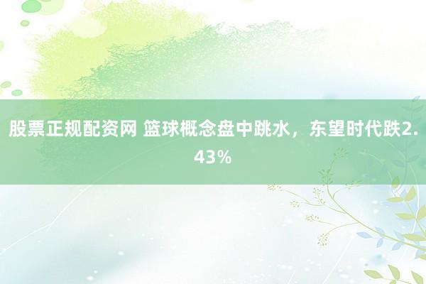 股票正规配资网 篮球概念盘中跳水，东望时代跌2.43%